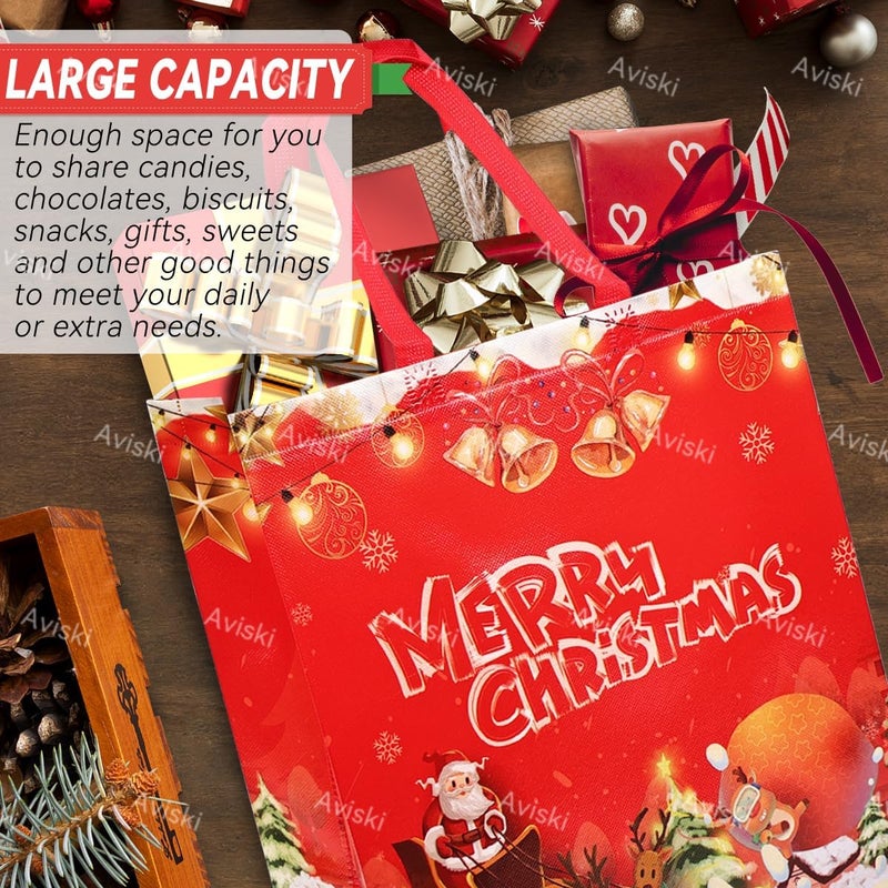 Axiski 8PCS Christmas Gift Bags, Non-Woven Treat Tote Large Christmas Bags with Handles for Gifts Wrapping Shopping, Xmas Party Supplies, 15"×13.8"×5.9" - Image 3